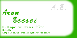 aron becsei business card